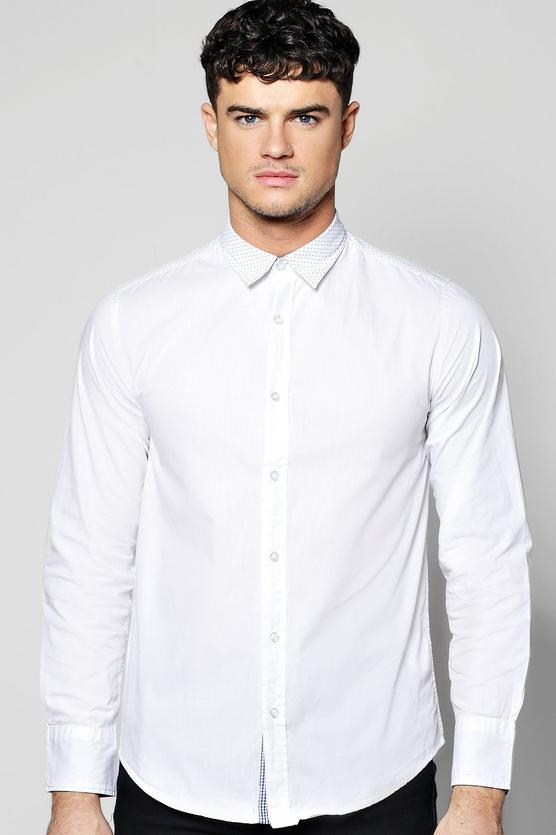 Long Sleeve Shirt With Polka Dot Collar